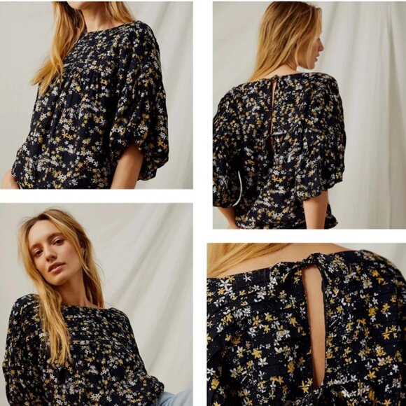 Free People Intimately Dessa Floral Print Body Suit Black Combo Medium - Picture 2 of 9